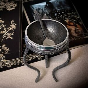 Inspired Generations Benzy Bowl With Stand Spoon Metal Witchy Goth Whimsigoth.